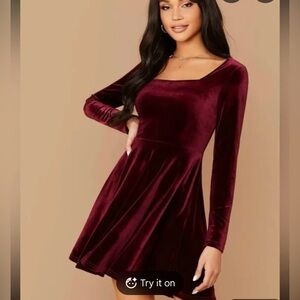 NWT SHEIN Belle Burgandy Dress. Size: XS